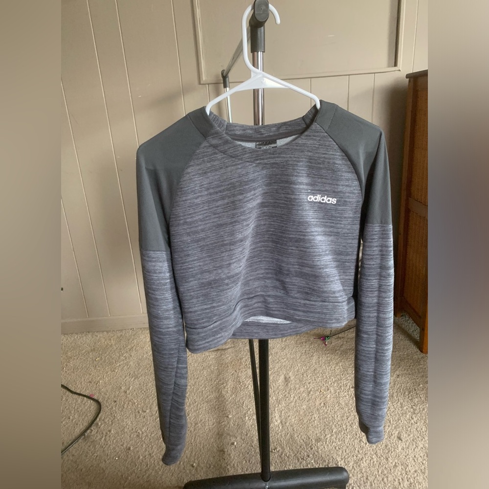 Adidas Grey Long Sleeved Crop Top. Size Medium.